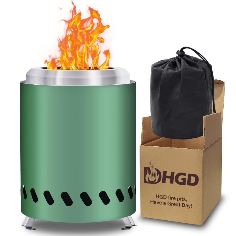 HGD 80 x 55 Inch Smokeless Firepit Stainless Steel Fire Pits Smokeless Fire Pit for Outside with Carry Bag for Camping Backyard Patio Garden Picnic Green - Image 2