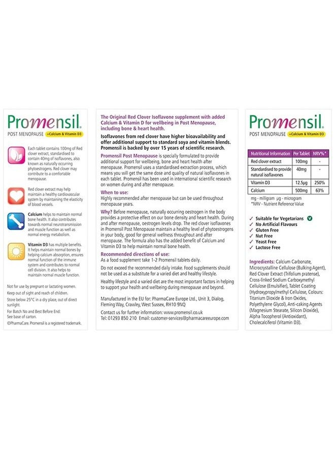 Promensil - Post Menopause Tablets Calcium and Vitamin D3 30'S - Image 1