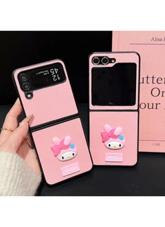 For SamsungZflip5/4 Folding Screen Phone Case Fold5/4 Flip Embossed Stereo Silicone Tide Personality-Color:Pink Le Di-Applicable Model:zflip 3