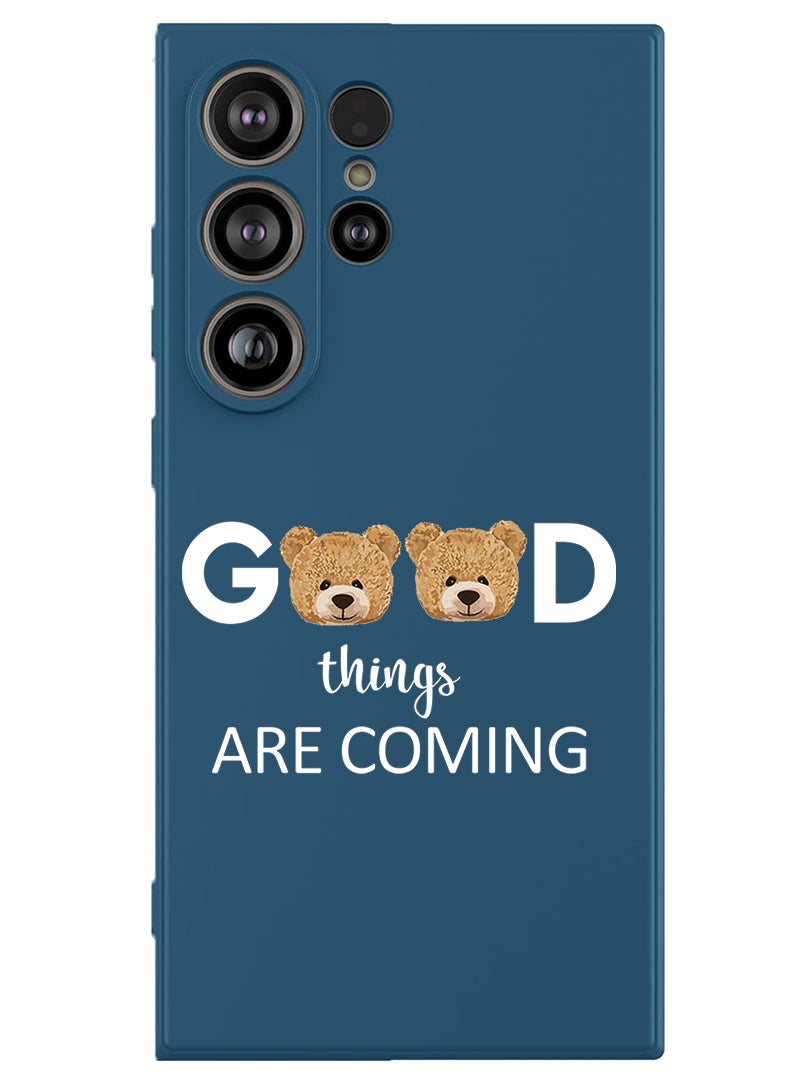 Theodor Protective Slim Fit Case Liquid Silicone Cover with Full Body Protection Anti-Scratch Shockproof Case For Samsung Galaxy S25 Ultra (Blue) - Good thingsa are coming - White - Image 1