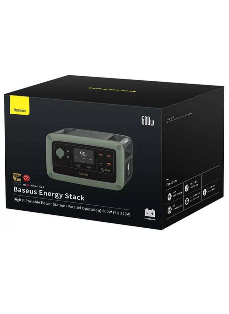 بيسوس - محطة الطاقة المحمولة الرقمية من Baseus Energy Stack (تشغيل موازي) بقوة 600 واط (EU 220V) - لون أخضر غابات - Image 1