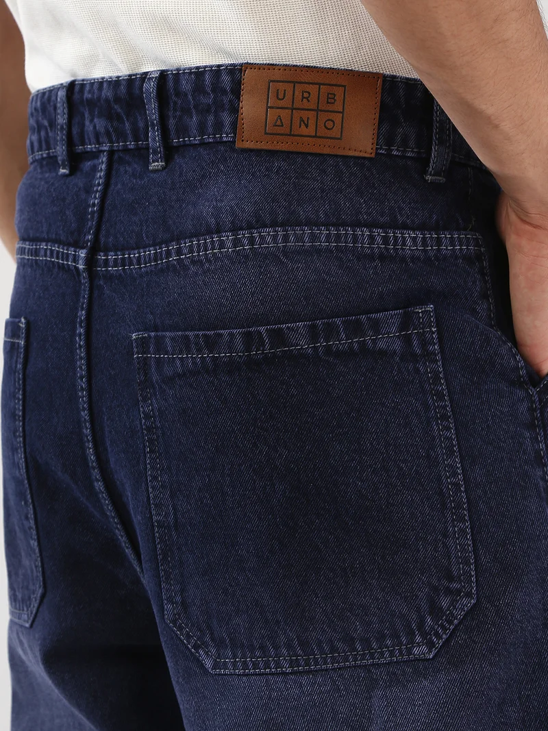 Urbano Fashion  Urbano Fashion Men's Dark Blue Loose Baggy Fit Cargo Carpenter Jeans with 6 Pockets Non-Stretchable  | Best Price UAE