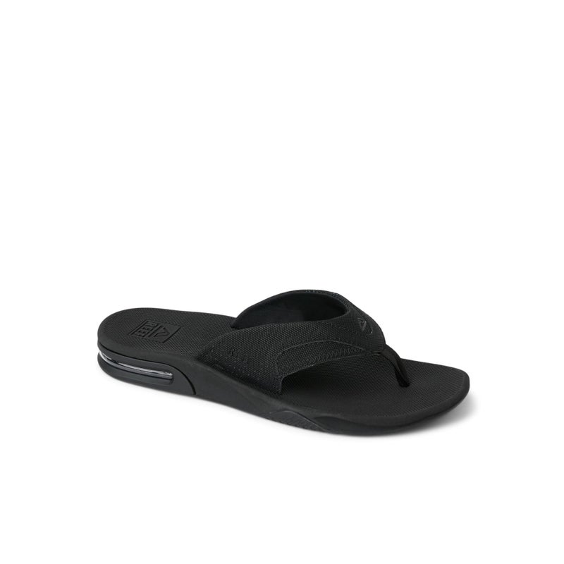 REEF Fanning Men's Bottle Opener Flip Flop, Arch Support, Durable Outsole, Water Friendly, All Black, 12 - Image 2