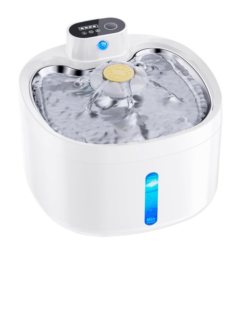 Excefore Wireless Cat Water Fountain, Wireless Motion Detection Cat Fountain Stainless Steel with Water Level Window, 3 Work Modes, Cordless Pet Water Fountain for Cats, Dogs - Image 1