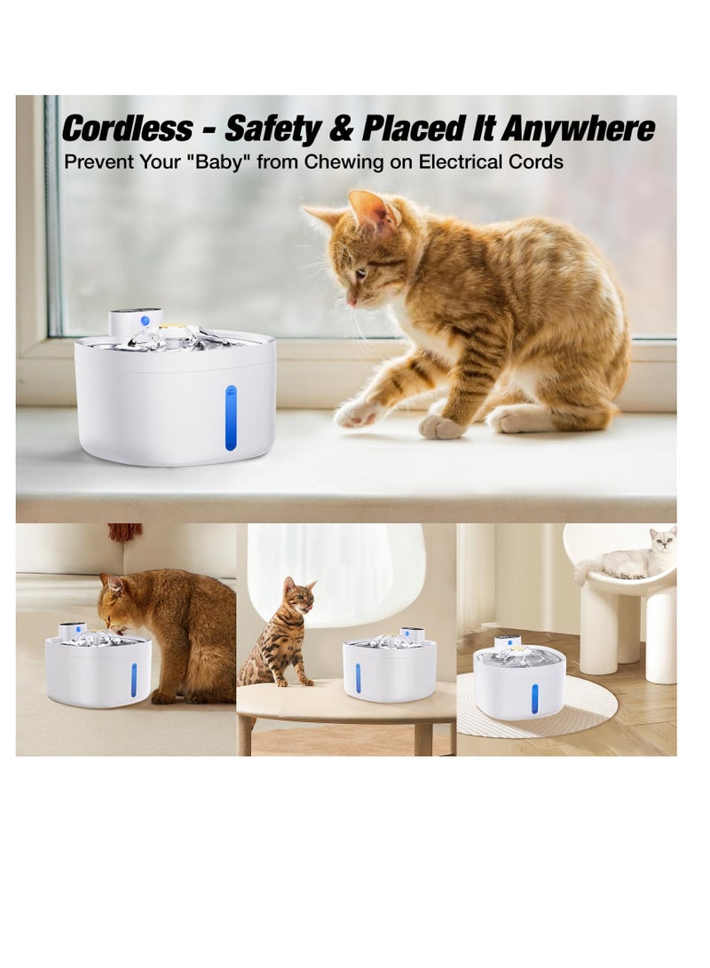 Excefore Wireless Cat Water Fountain, Wireless Motion Detection Cat Fountain Stainless Steel with Water Level Window, 3 Work Modes, Cordless Pet Water Fountain for Cats, Dogs - Image 2