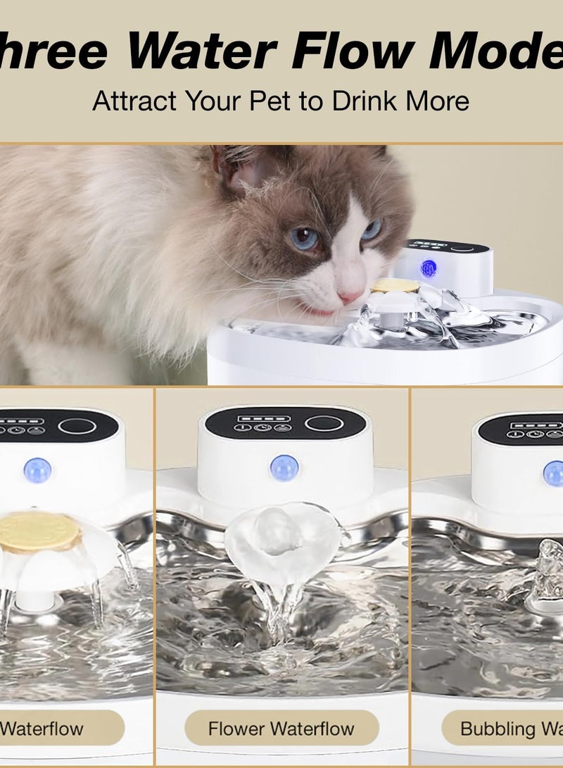 Excefore Wireless Cat Water Fountain, Wireless Motion Detection Cat Fountain Stainless Steel with Water Level Window, 3 Work Modes, Cordless Pet Water Fountain for Cats, Dogs - Image 5