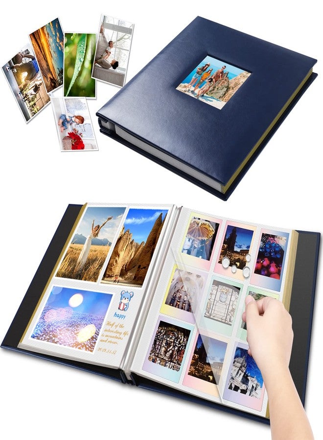 1DOT2 Photo Album Self Adhesive Pages, Leather Cover Albums with 60 Sticky Pages, Scrapbook Albums for Christmas, Wedding, Birthday Baby Gifts Hold 3X5, 4X6, 5X7, 6X8, 8X10 Photos Album Blue - Image 1