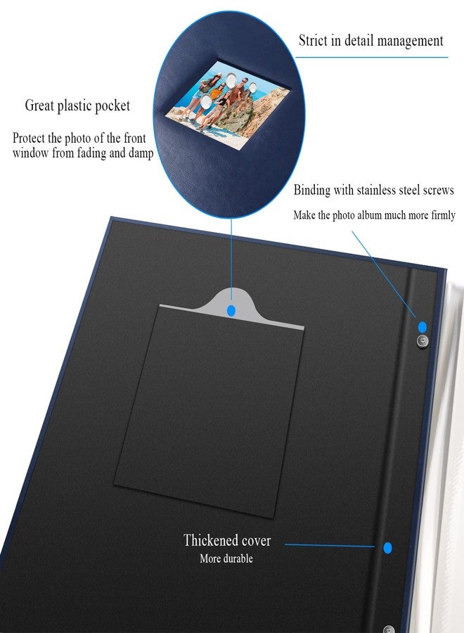 1DOT2 Photo Album Self Adhesive Pages, Leather Cover Albums with 60 Sticky Pages, Scrapbook Albums for Christmas, Wedding, Birthday Baby Gifts Hold 3X5, 4X6, 5X7, 6X8, 8X10 Photos Album Blue - Image 5