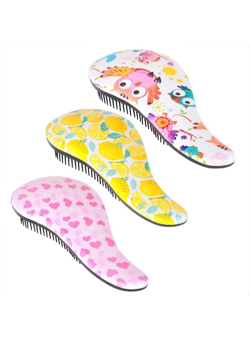 79STYLE 79STYLE 3pcs Detangler Brush Set - Tangle-Free Hair Brush for Kids, Toddlers, Girls & Boys with Curly Hair (7.4 Inch - Lemon) 