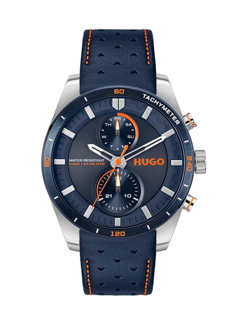 HUGO BOSS - ساعة هوجو بوس الرجالية باللون الأزرق بعلبة مستديرة - 1530371 - Image 1