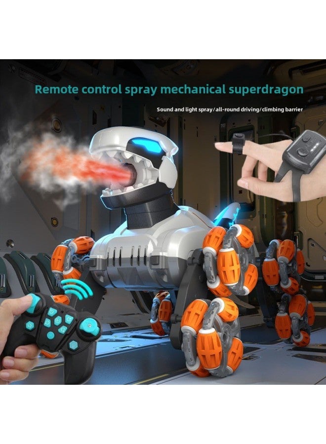 Children's Remote Control Car Eight Wheel Stunt Mechanical Dinosaur Spray Electric Watch Induction Intelligent Robot Toy Wholesale-Color:Eight-wheel Mechanical Spray Dinosaur 【handle Remote Control】-Proportion:Luxury Three Electric - Image 2