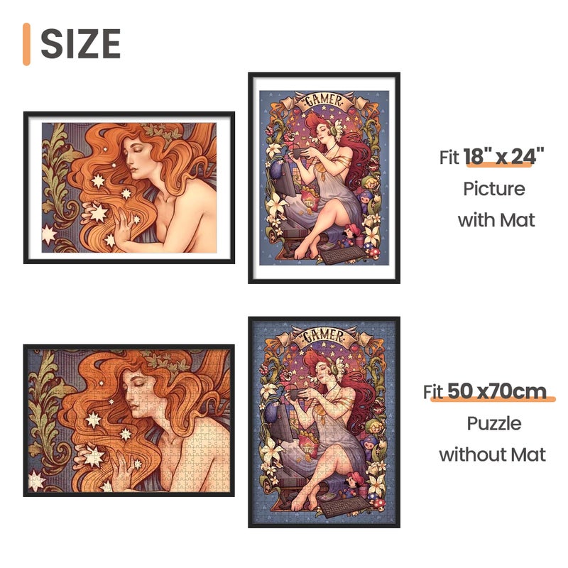 upsimples 19.7x27.6 Puzzle Frame, Display 18x24in with Mat or 50x70cm Without, Wall Hanging 1000 Pieces Puzzles Frames, Black, 1 Pack - Image 3