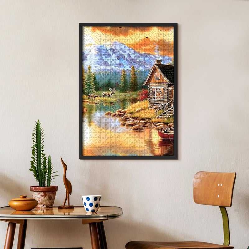 upsimples 19.7x27.6 Puzzle Frame, Display 18x24in with Mat or 50x70cm Without, Wall Hanging 1000 Pieces Puzzles Frames, Black, 1 Pack - Image 2