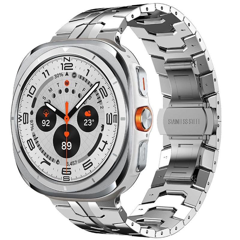 erorex For Samsung Galaxy Watch Ultra / Ultra 2025 Butterfly Buckle Stainless Steel Watch Band(Silver) - Image 1