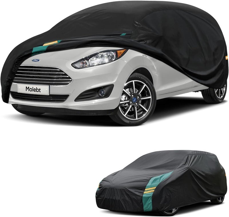 Molebt Car Covers for Hatchback Waterproof All Weather, Universal Fit for Mini Cooper, Toyota Yaris, Kia Rio, Mirage, Ford Fiesta, Rain Winter Sun Protection. (Length: 143"-163") - Image 1