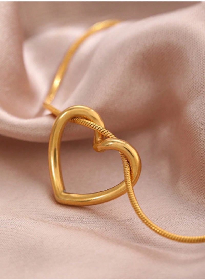 ورد قلادة سلسلة ترقوة مجوفة على شكل قلب من الستانلس ستيل، قلادة عصرية خفيفة وفاخرة وبسيطة، اكسسوارات هدايا للنساء - Image 1