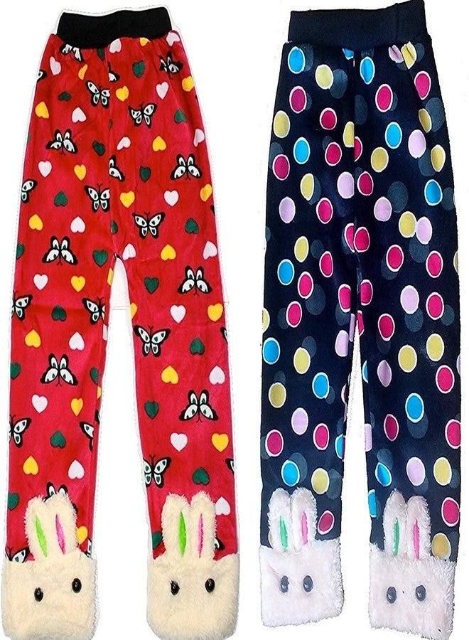 V3E جوارب شتوية مخملية من الصوف من V3E للبنات الصغيرات | جوارب شتوية ناعمة (متعددة الألوان، مقاس كبير) - (عبوة من قطعتين) - Image 1