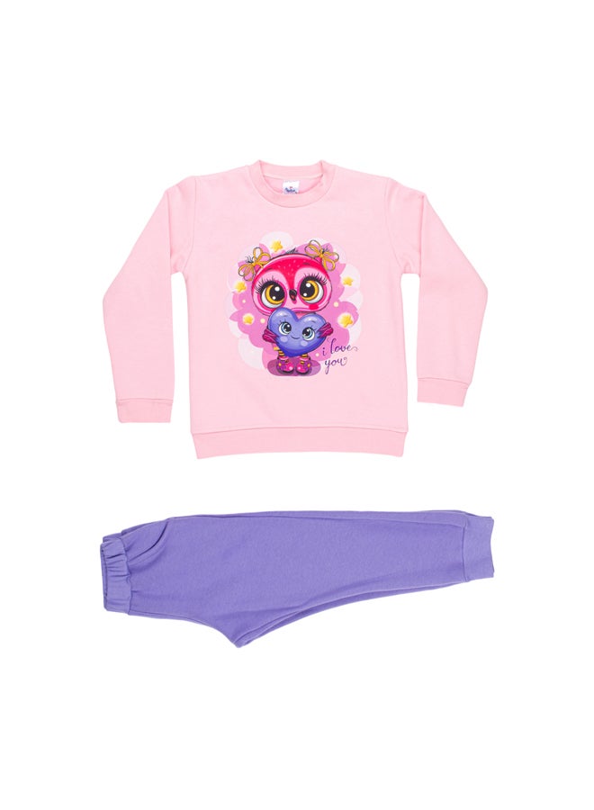 Papillon Girl Melton Printed Winter Pajama Set