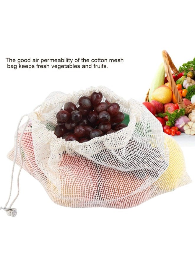 silvercnc 5 PCS Reusable Produce Bags, Cotton Mesh Bags with Drawstring Toggle Closure for Fruit Vegetable Miscellaneous Grains Storage(#1)  - Image 2