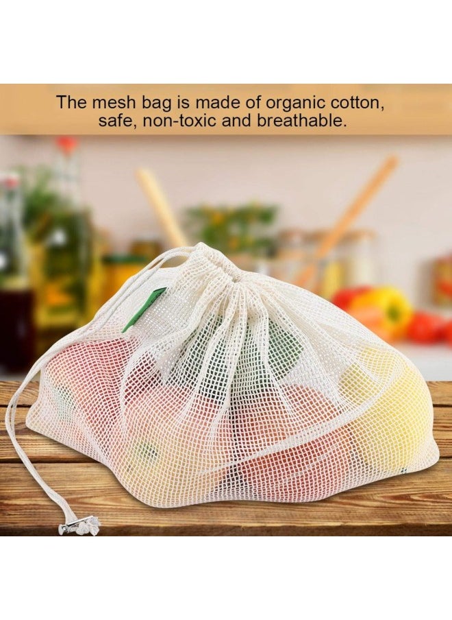 silvercnc 5 PCS Reusable Produce Bags, Cotton Mesh Bags with Drawstring Toggle Closure for Fruit Vegetable Miscellaneous Grains Storage(#1)  - Image 1