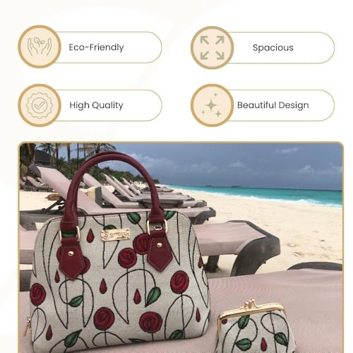 Signare Tapestry Hand Shoulder Bag Cross Body Purses Handbag Satchel Bag for Women In Charles Rennie Mackintosh Rose Design|CONV-RMSP - Image 5