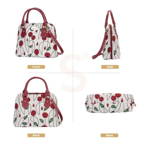Signare Tapestry Hand Shoulder Bag Cross Body Purses Handbag Satchel Bag for Women In Charles Rennie Mackintosh Rose Design|CONV-RMSP - Image 2