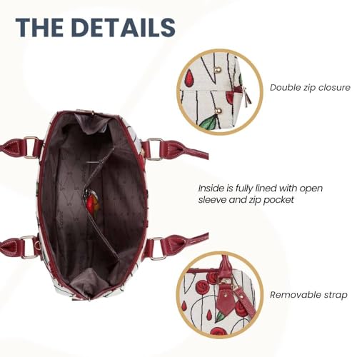 Signare Tapestry Hand Shoulder Bag Cross Body Purses Handbag Satchel Bag for Women In Charles Rennie Mackintosh Rose Design|CONV-RMSP - Image 4