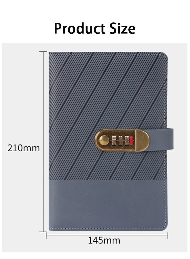 GMORO Lock Notebook Combination Lock Student Diary Notebook A5 Business Diary PU Leather Cover Page 200 - Image 4