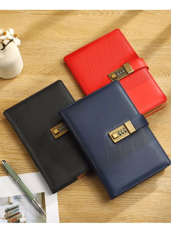 GMORO Lock Notebook Combination Lock Student Diary Notebook A5 Business Diary PU Leather Cover Page 200 - Image 5