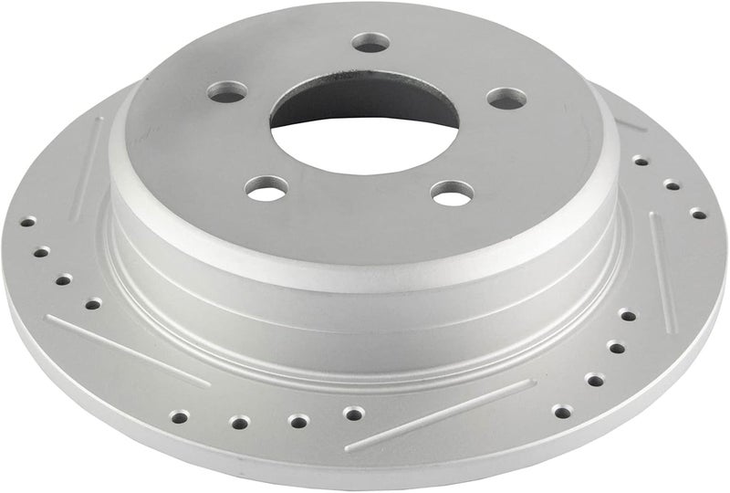 TRQ Rear Brake Rotor Set Drilled Slotted Solid G-Coated Compatible with 1994-1998 Jeep Grand Cherokee - Image 4