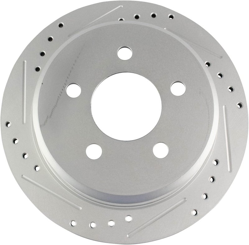 TRQ Rear Brake Rotor Set Drilled Slotted Solid G-Coated Compatible with 1994-1998 Jeep Grand Cherokee - Image 5