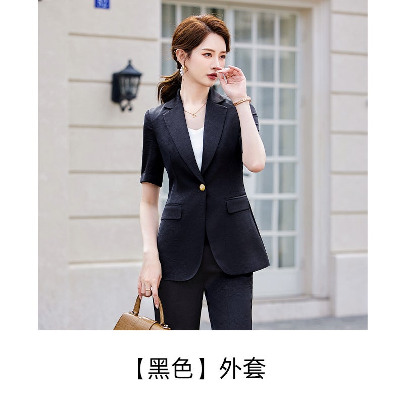 2024 New Busalong busalong Womens Short-sleeved Professional Suit Pants Dress suit Work Clothes Womens 8972 gray pants - Image 5