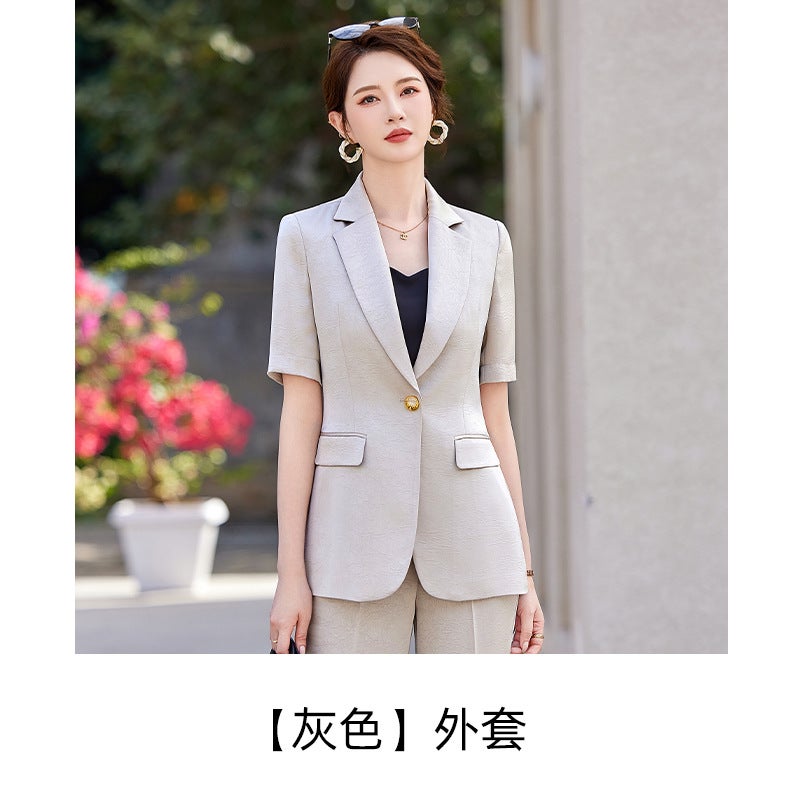 2024 New Busalong busalong Womens Short-sleeved Professional Suit Pants Dress suit Work Clothes Womens 8972 gray pants - Image 4