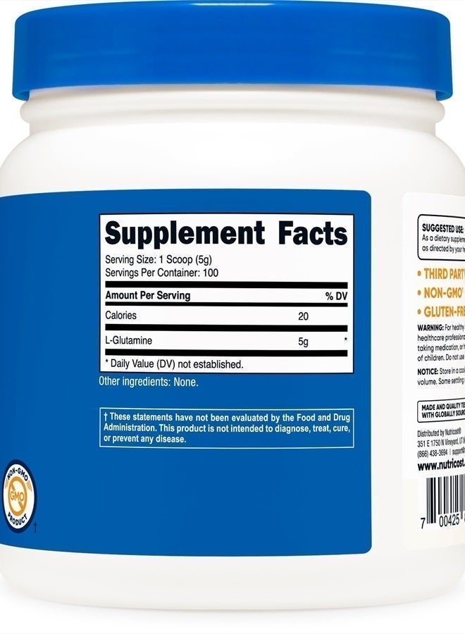 Nutricost مسحوق الجلوتامين (500 جرام) بدون نكهة - خالي من الجلوتين وغير معدّل وراثيًا، 100 وجبة - Image 4