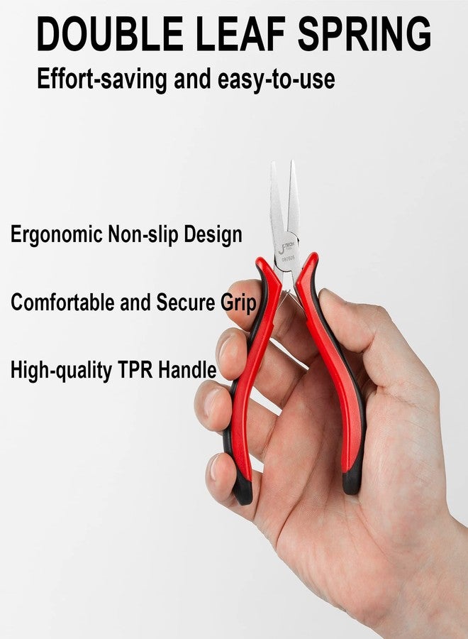 Jetech 6PCS Mini Pliers Set with Pouch, Cr-V Steel Jewelry Pliers Tools Including End Cutting/Diagonal/Long/Bent/Flat/Needle Pliers - Image 4