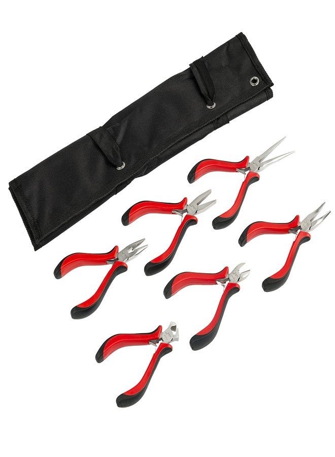Jetech 6PCS Mini Pliers Set with Pouch, Cr-V Steel Jewelry Pliers Tools Including End Cutting/Diagonal/Long/Bent/Flat/Needle Pliers - Image 1