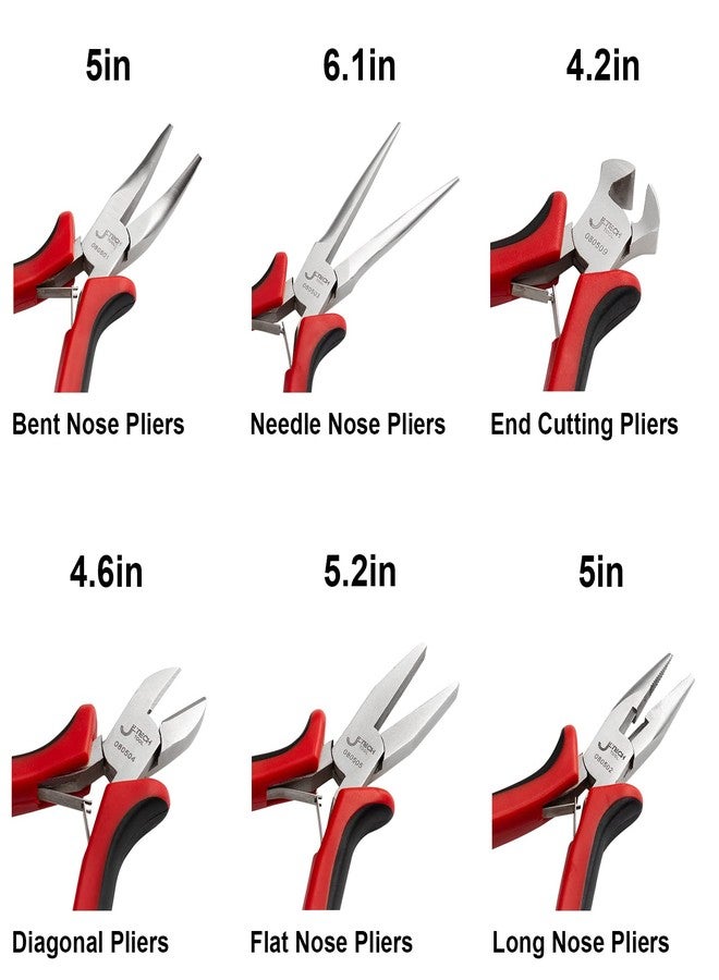Jetech 6PCS Mini Pliers Set with Pouch, Cr-V Steel Jewelry Pliers Tools Including End Cutting/Diagonal/Long/Bent/Flat/Needle Pliers - Image 3