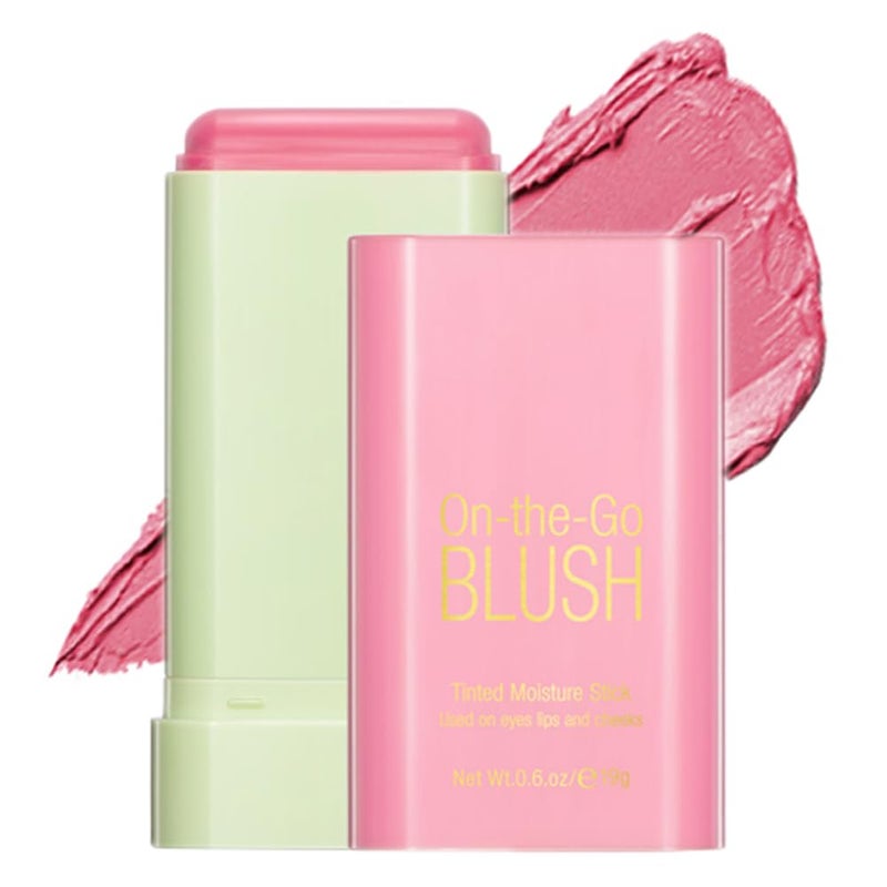 Mysense Pink Cream Blush Stick Multiuse Makeup Blush for Cheeks Lips Eyes Natural Matte Finish Waterproof LongLasting 01 Shy Pink