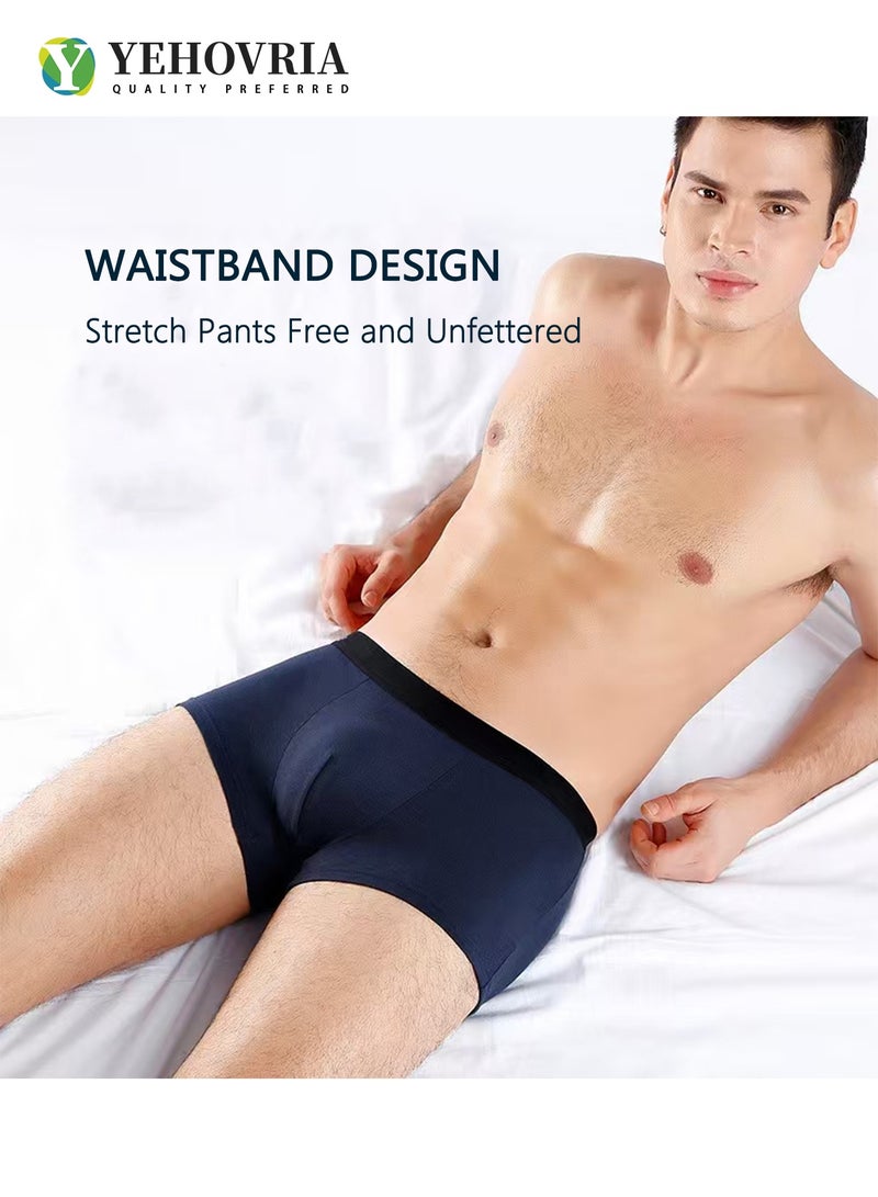 YEHOVRIA Men's 4-Pack Boxer Briefs - Mid-Rise, Anti-Chafing Stretch Cotton, Breathable Solid Colour Underwear - Image 2