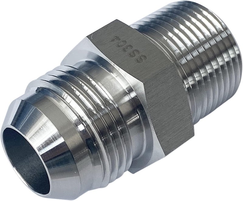 HFS (R) 3/4" NPT Male to 3/4" JIC Male Adapter Flared Tube Fitting Pipe Connector Stainless Steel 304 - Image 1
