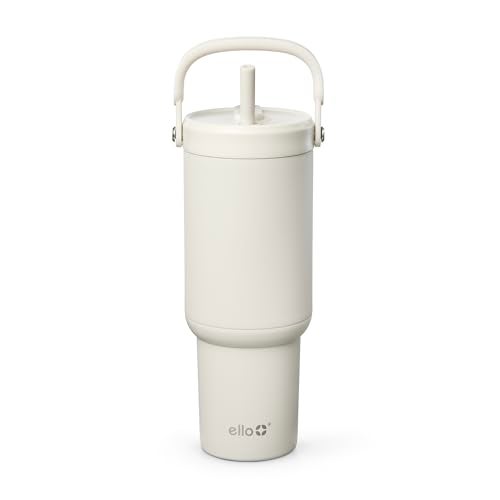 Ello Oasis Go 26oz Tumbler with Top Handle and Retracting Straw Reusable Insulated Stainless Steel Cup 100 Leakproof Water Bottle 24 Hours Cold Cup Holder Friendly For Travel Mineral - Image 1