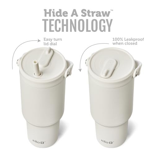 Ello Oasis Go 26oz Tumbler with Top Handle and Retracting Straw Reusable Insulated Stainless Steel Cup 100 Leakproof Water Bottle 24 Hours Cold Cup Holder Friendly For Travel Mineral - Image 3