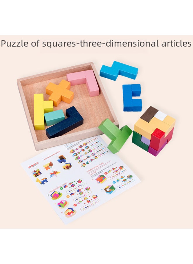 Wooden Early Education Building Blocks Plane Three-dimensional Block Puzzle Parent-child Interactive Enlightenment Development Logical Thinking Toys-Color:MZM-three-dimensional Wooden Box - Image 4