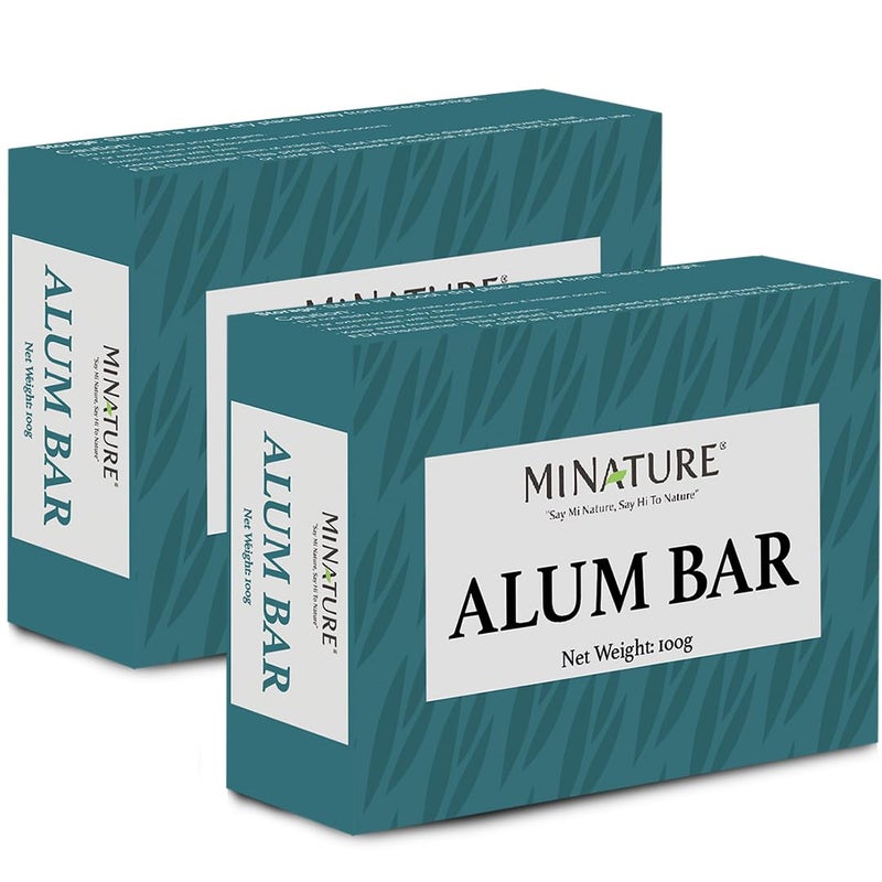 minature Mi Nature Pure Alum Bar 2 pack (100g*2) |Natural Phitkari Block |Potassium Alum Stone |Shaving Bar |Skin Astringent |Water Clarifier |Odor Control - Image 1