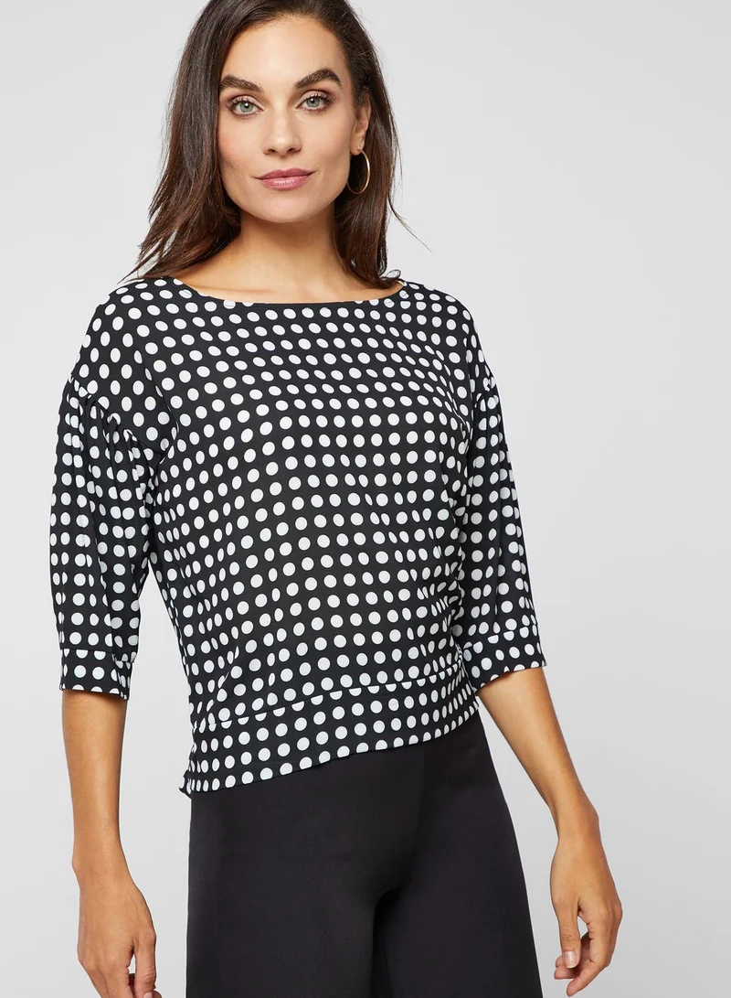 ELLA Polka Dot Tie Hem Top