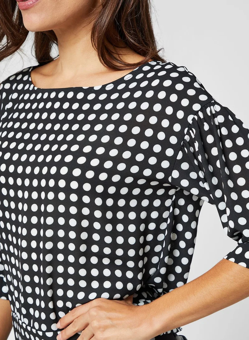 ELLA Polka Dot Tie Hem Top