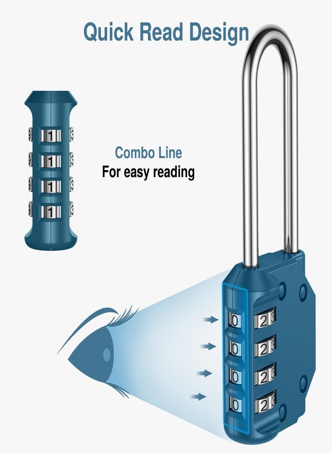 Puroma 2 Pack 2.6 Inch Long Shackle Combination Lock 4 Digit Outdoor Waterproof Padlock for Hasp Locker Lock, Sports Locker, Fence, Gate, Toolbox, Case, Hasp Storage, Cabinets (Peacock Blue) - Image 3