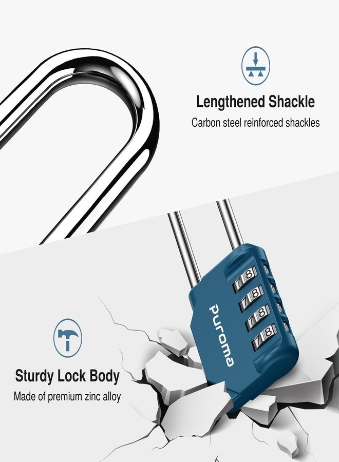 Puroma 2 Pack 2.6 Inch Long Shackle Combination Lock 4 Digit Outdoor Waterproof Padlock for Hasp Locker Lock, Sports Locker, Fence, Gate, Toolbox, Case, Hasp Storage, Cabinets (Peacock Blue) - Image 5