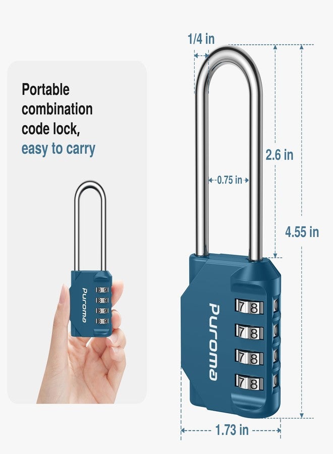Puroma 2 Pack 2.6 Inch Long Shackle Combination Lock 4 Digit Outdoor Waterproof Padlock for Hasp Locker Lock, Sports Locker, Fence, Gate, Toolbox, Case, Hasp Storage, Cabinets (Peacock Blue) - Image 2