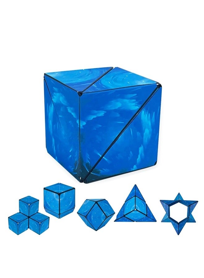 ShebSheb Magnetic Transforming Cube - Shape Shifting Double Creativity Puzzle w/ 36 Rare Earth Magnets - Transforms Into Over  Shapes.(Blue) - Image 3